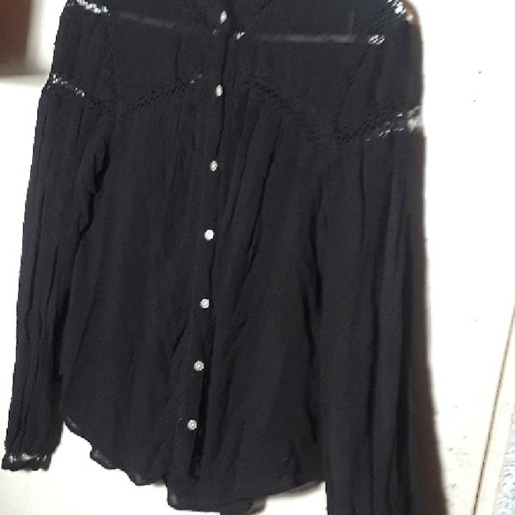 Zara Black Lace Detail Blouse - Picture 1 of 2